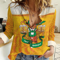 Oktoberfest Bratwurst Hotdog Personalized Women Casual Shirt Bavarian Pattern Foam Beer Style