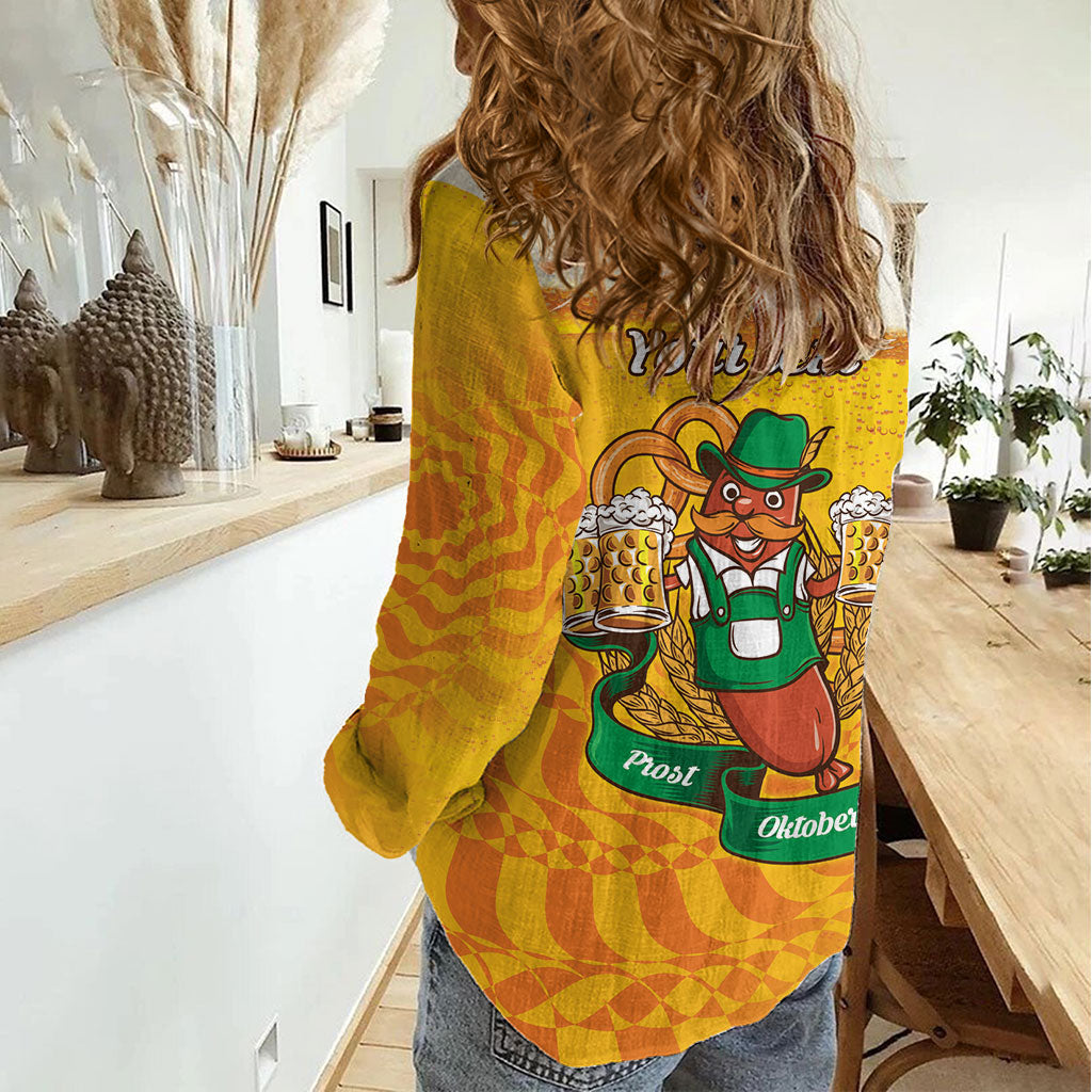 Oktoberfest Bratwurst Hotdog Personalized Women Casual Shirt Bavarian Pattern Foam Beer Style