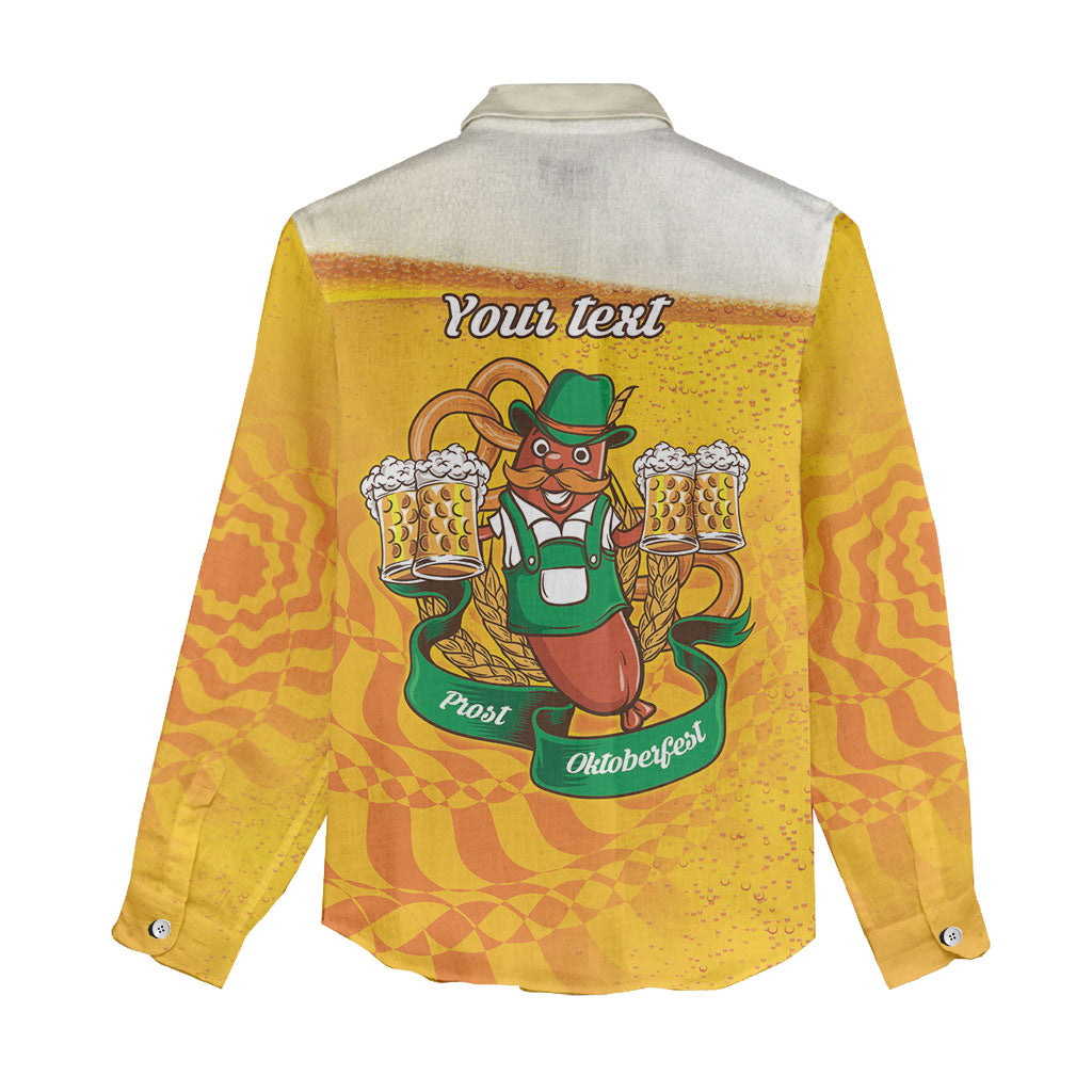 Oktoberfest Bratwurst Hotdog Personalized Women Casual Shirt Bavarian Pattern Foam Beer Style