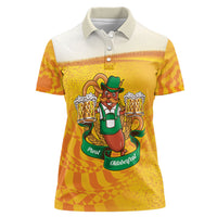 Oktoberfest Bratwurst Hotdog Personalized Women Polo Shirt Bavarian Pattern Foam Beer Style