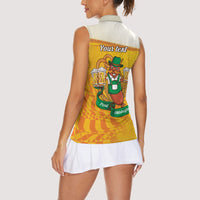Oktoberfest Bratwurst Hotdog Personalized Women Sleeveless Polo Shirt Bavarian Pattern Foam Beer Style