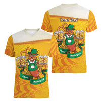 Oktoberfest Bratwurst Hotdog Personalized Women V-Neck T-Shirt Bavarian Pattern Foam Beer Style