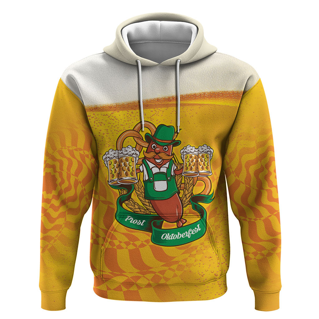 Oktoberfest Bratwurst Hotdog Personalized Zip Hoodie Bavarian Pattern Foam Beer Style