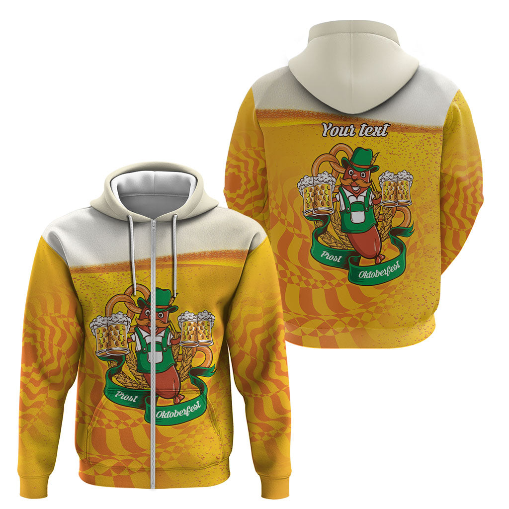 Oktoberfest Bratwurst Hotdog Personalized Zip Hoodie Bavarian Pattern Foam Beer Style
