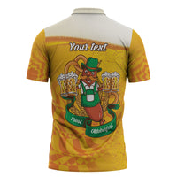 Oktoberfest Bratwurst Hotdog Personalized Zipper Polo Shirt Bavarian Pattern Foam Beer Style