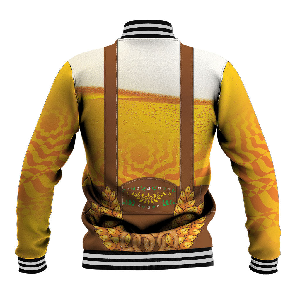 Oktoberfest Lederhosen Pretzel Baseball Jacket Bavarian Pattern Foam Beer Style