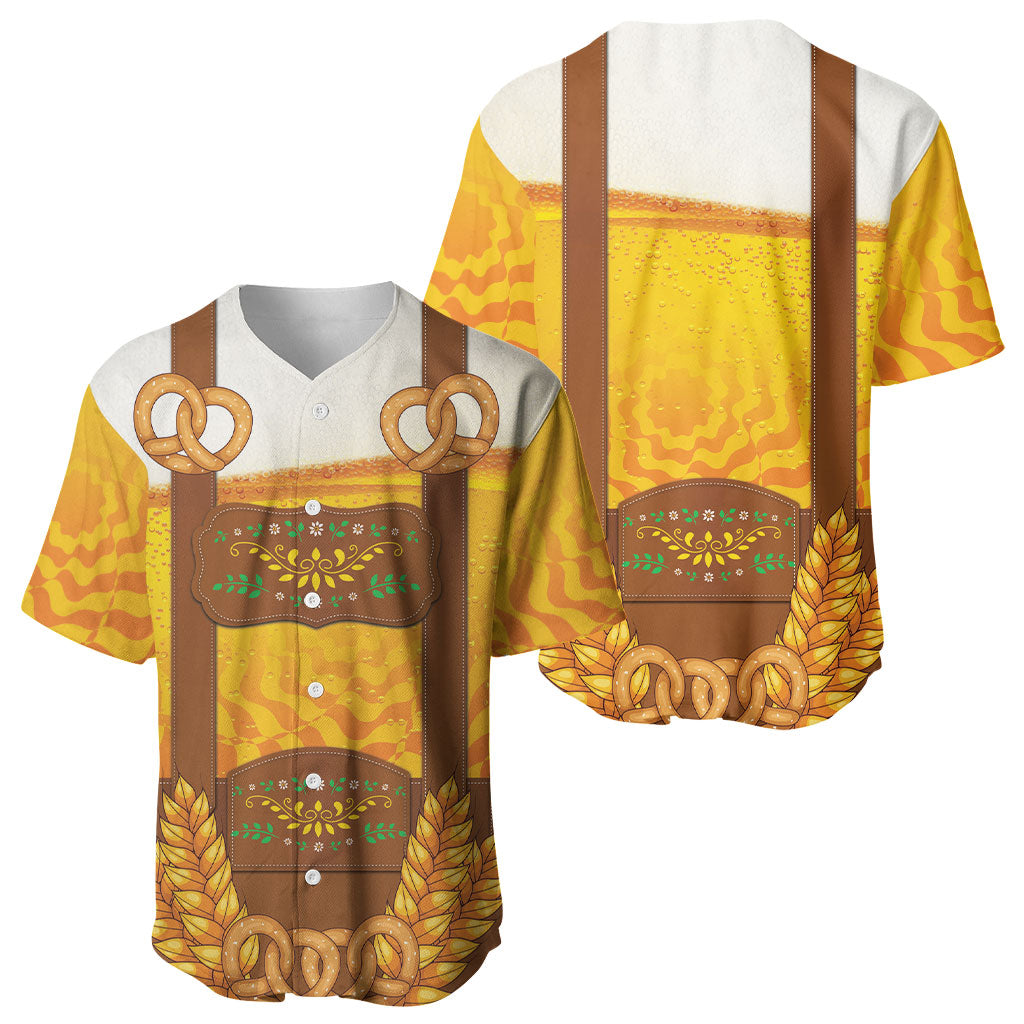 Oktoberfest Lederhosen Pretzel Baseball Jersey Bavarian Pattern Foam Beer Style