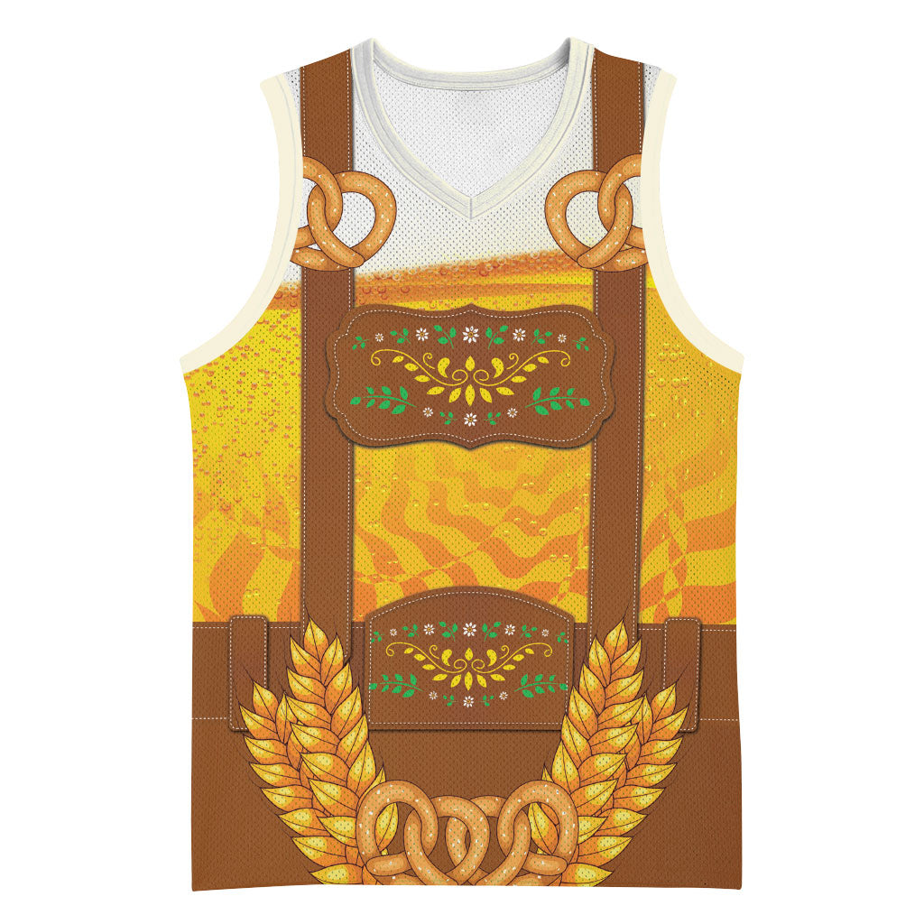 Oktoberfest Lederhosen Pretzel Basketball Jersey Bavarian Pattern Foam Beer Style