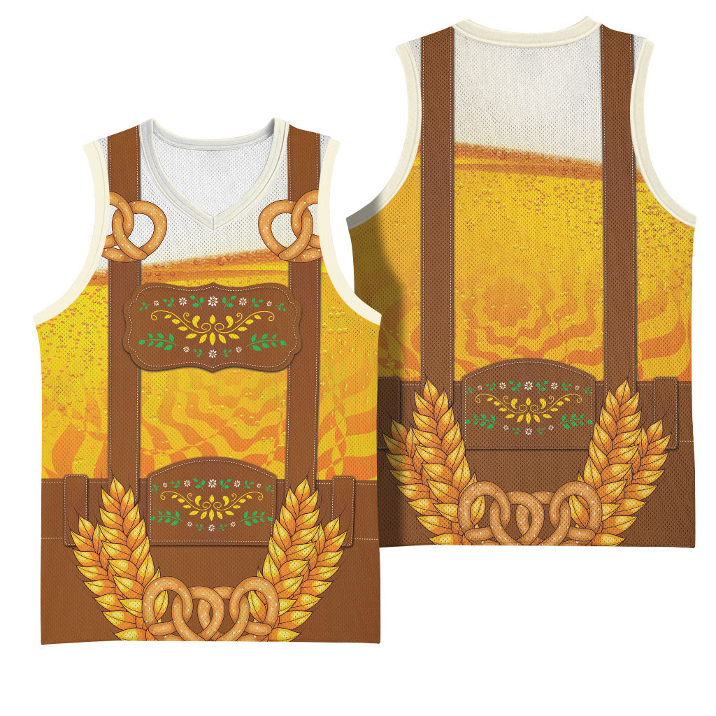 Oktoberfest Lederhosen Pretzel Basketball Jersey Bavarian Pattern Foam Beer Style