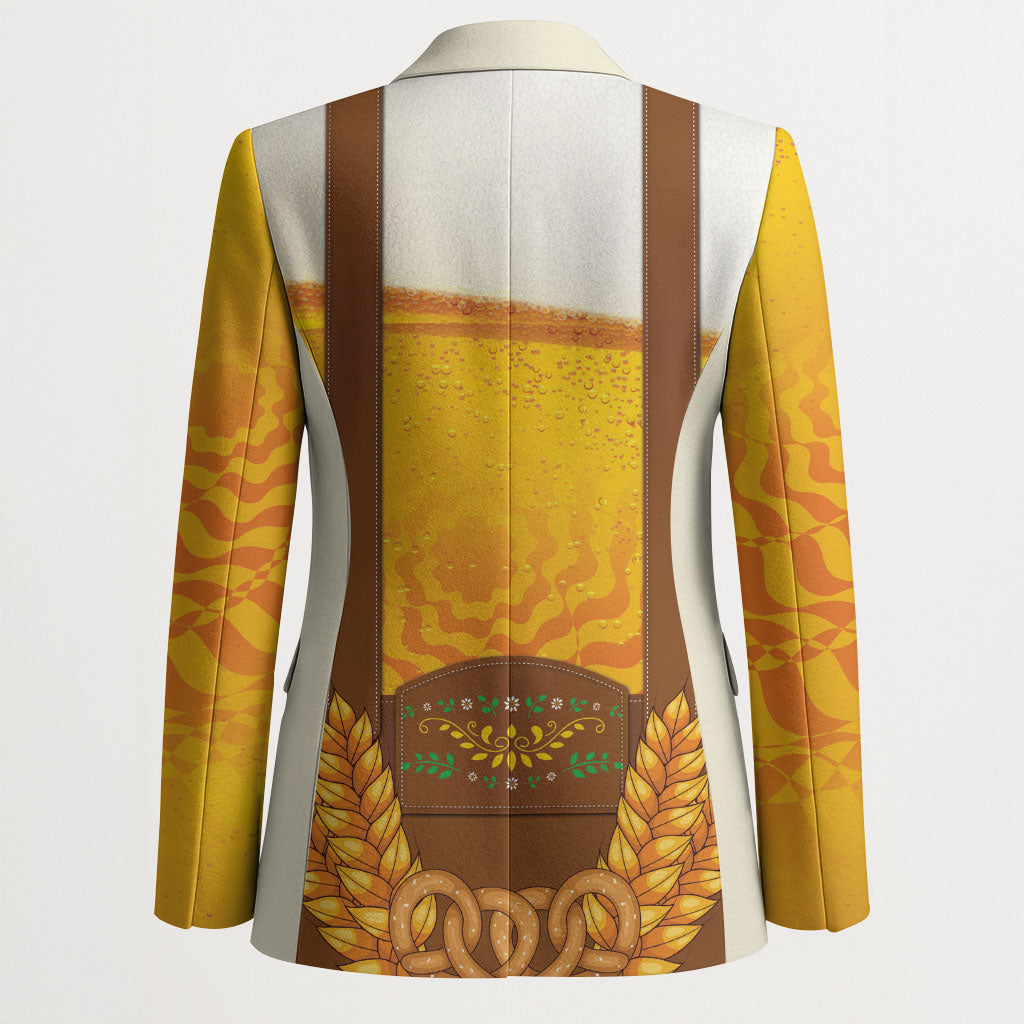 Oktoberfest Lederhosen Pretzel Blazer Bavarian Pattern Foam Beer Style