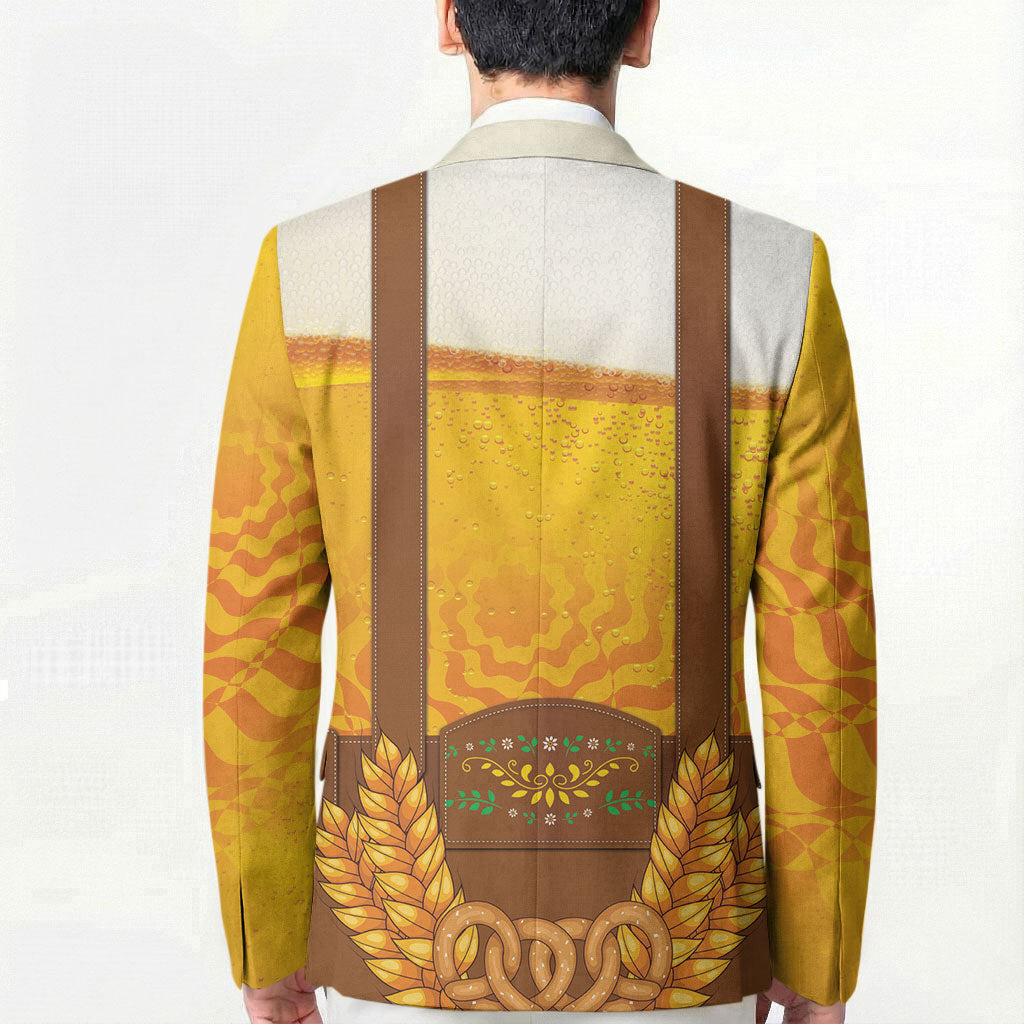 Oktoberfest Lederhosen Pretzel Blazer Bavarian Pattern Foam Beer Style