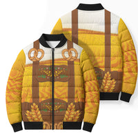 Oktoberfest Lederhosen Pretzel Bomber Puffer Jacket Bavarian Pattern Foam Beer Style