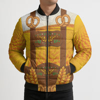 Oktoberfest Lederhosen Pretzel Bomber Puffer Jacket Bavarian Pattern Foam Beer Style