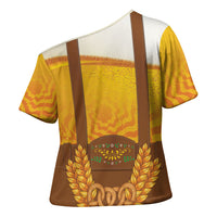 Oktoberfest Lederhosen Pretzel Cross Shoulder Shirt Bavarian Pattern Foam Beer Style