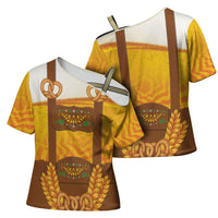 Oktoberfest Lederhosen Pretzel Cross Shoulder Shirt Bavarian Pattern Foam Beer Style