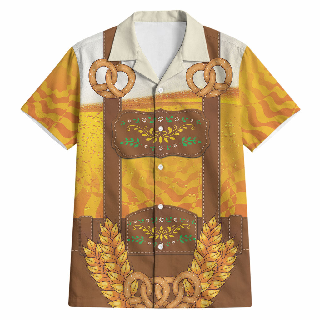 Oktoberfest Lederhosen Pretzel Hawaiian Shirt Bavarian Pattern Foam Beer Style