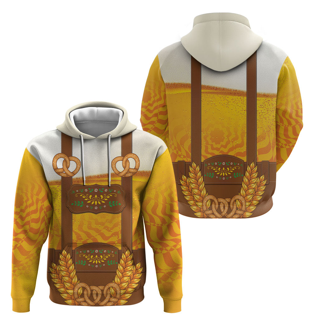 Oktoberfest Lederhosen Pretzel Hoodie Bavarian Pattern Foam Beer Style