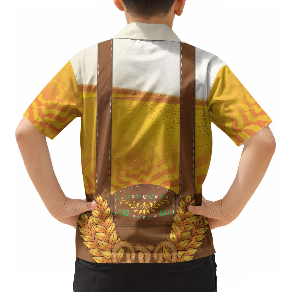 Oktoberfest Lederhosen Pretzel Kid Hawaiian Shirt Bavarian Pattern Foam Beer Style