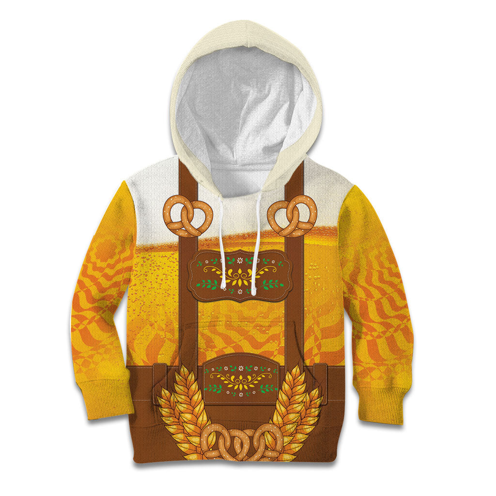 Oktoberfest Lederhosen Pretzel Kid Hoodie Bavarian Pattern Foam Beer Style