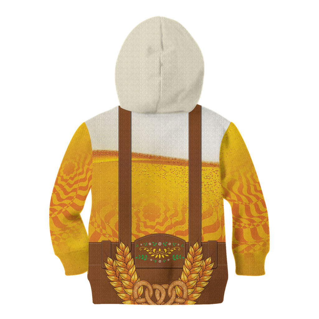 Oktoberfest Lederhosen Pretzel Kid Hoodie Bavarian Pattern Foam Beer Style