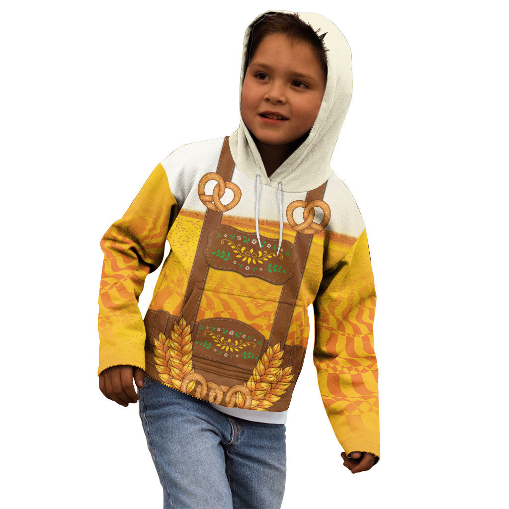 Oktoberfest Lederhosen Pretzel Kid Hoodie Bavarian Pattern Foam Beer Style