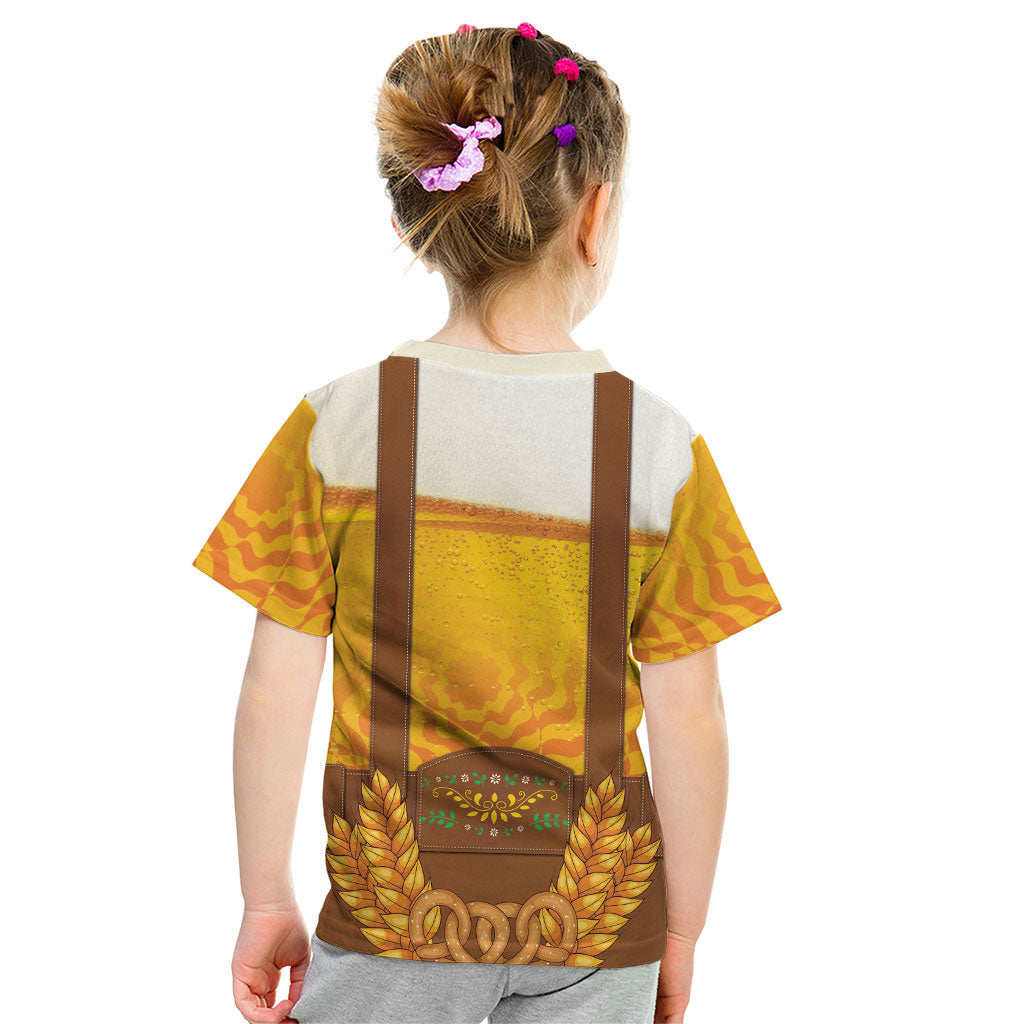 Oktoberfest Lederhosen Pretzel Kid T Shirt Bavarian Pattern Foam Beer Style