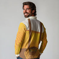 Oktoberfest Lederhosen Pretzel Long Sleeve Polo Shirt Bavarian Pattern Foam Beer Style