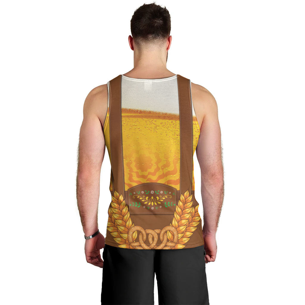 Oktoberfest Lederhosen Pretzel Men Tank Top Bavarian Pattern Foam Beer Style
