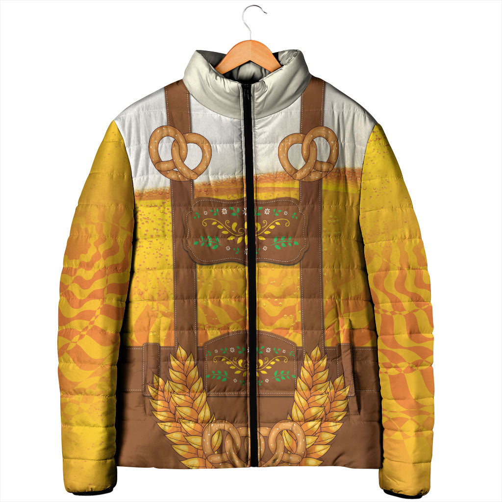 Oktoberfest Lederhosen Pretzel Padded Jacket Bavarian Pattern Foam Beer Style