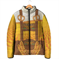 Oktoberfest Lederhosen Pretzel Padded Jacket Bavarian Pattern Foam Beer Style