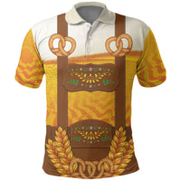 Oktoberfest Lederhosen Pretzel Polo Shirt Bavarian Pattern Foam Beer Style