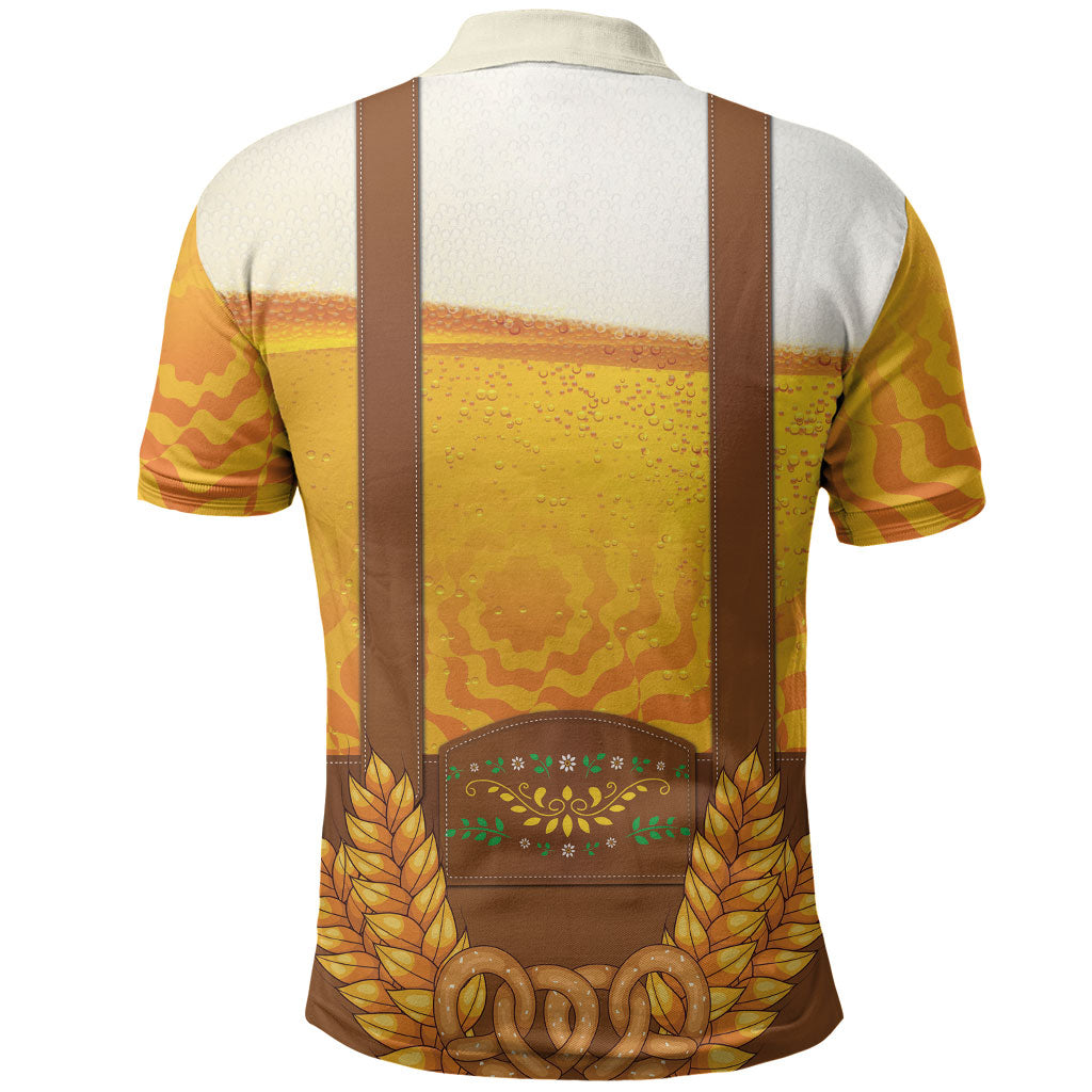 Oktoberfest Lederhosen Pretzel Polo Shirt Bavarian Pattern Foam Beer Style
