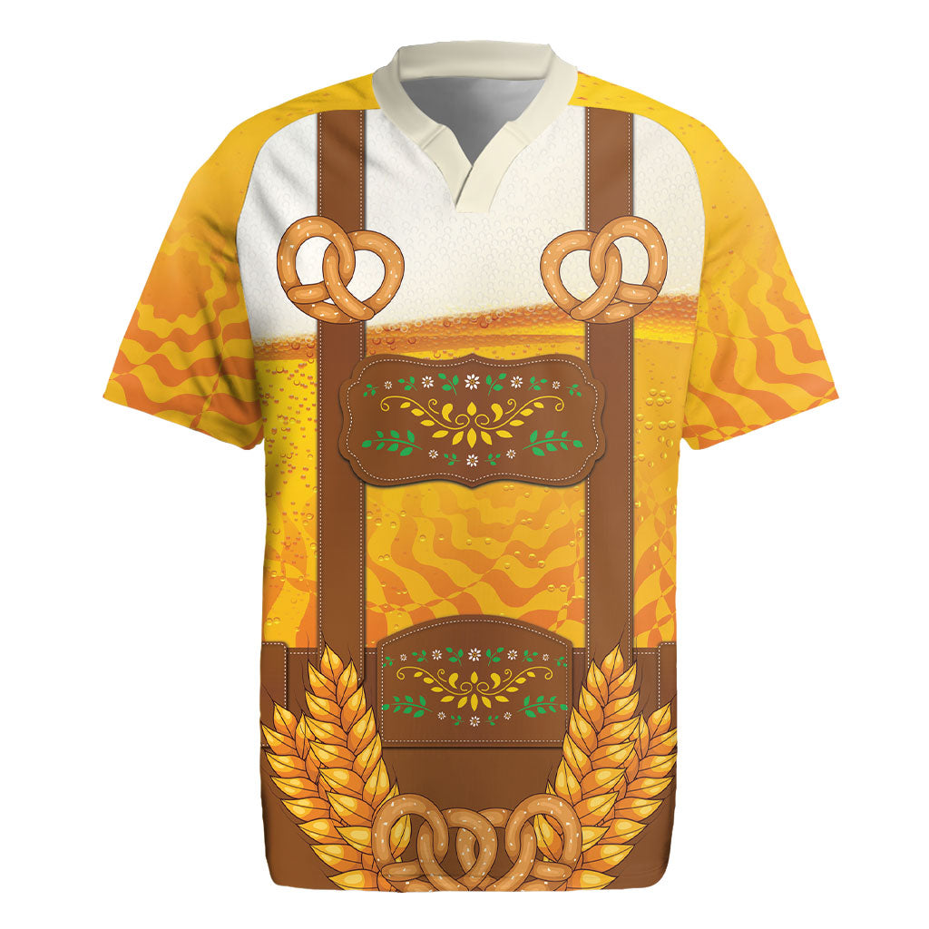 Oktoberfest Lederhosen Pretzel Rugby Jersey Bavarian Pattern Foam Beer Style