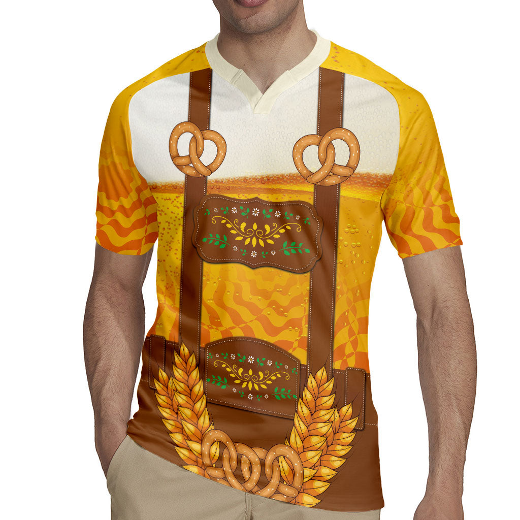 Oktoberfest Lederhosen Pretzel Rugby Jersey Bavarian Pattern Foam Beer Style