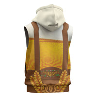 Oktoberfest Lederhosen Pretzel Sleeveless Hoodie Bavarian Pattern Foam Beer Style