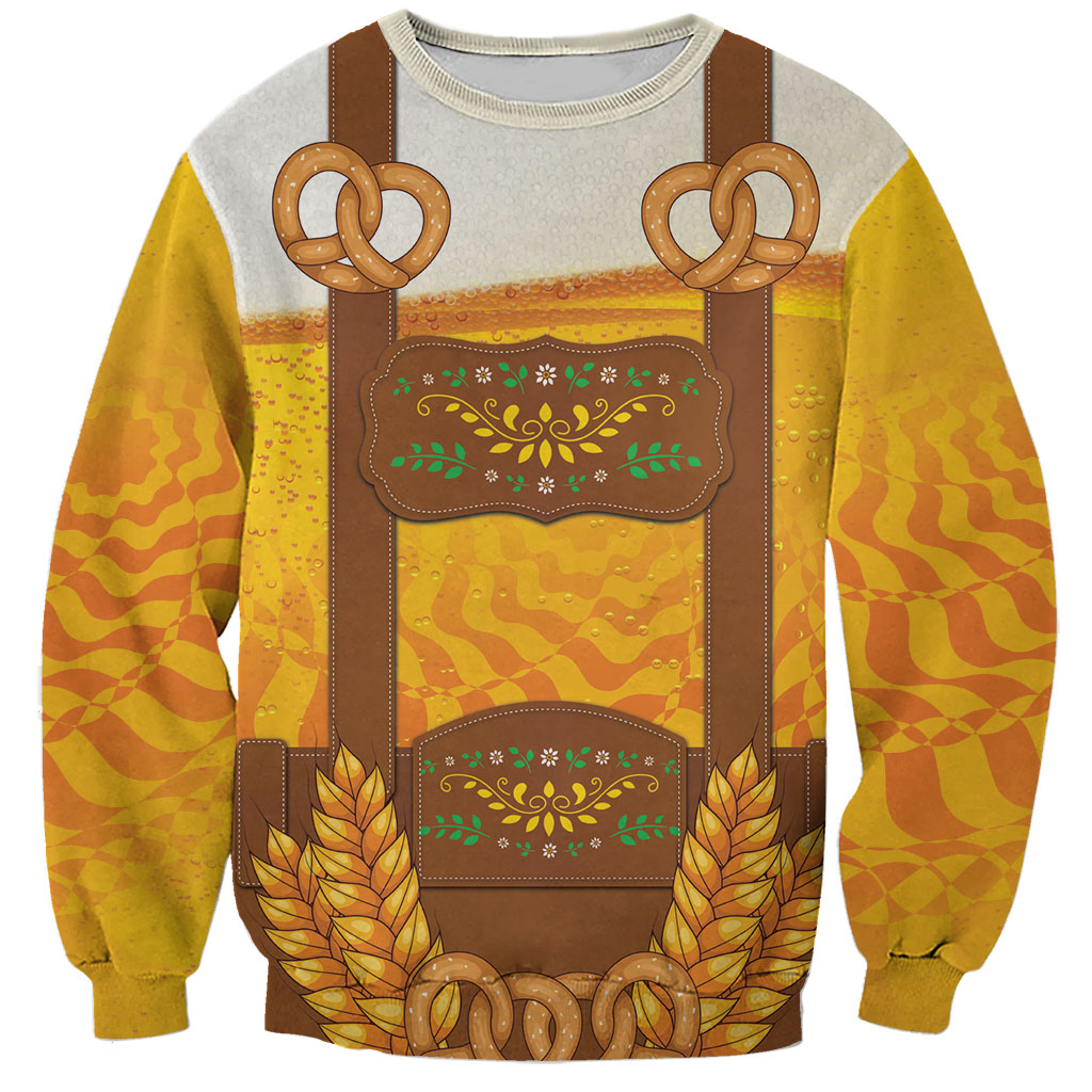 Oktoberfest Lederhosen Pretzel Sweatshirt Bavarian Pattern Foam Beer Style