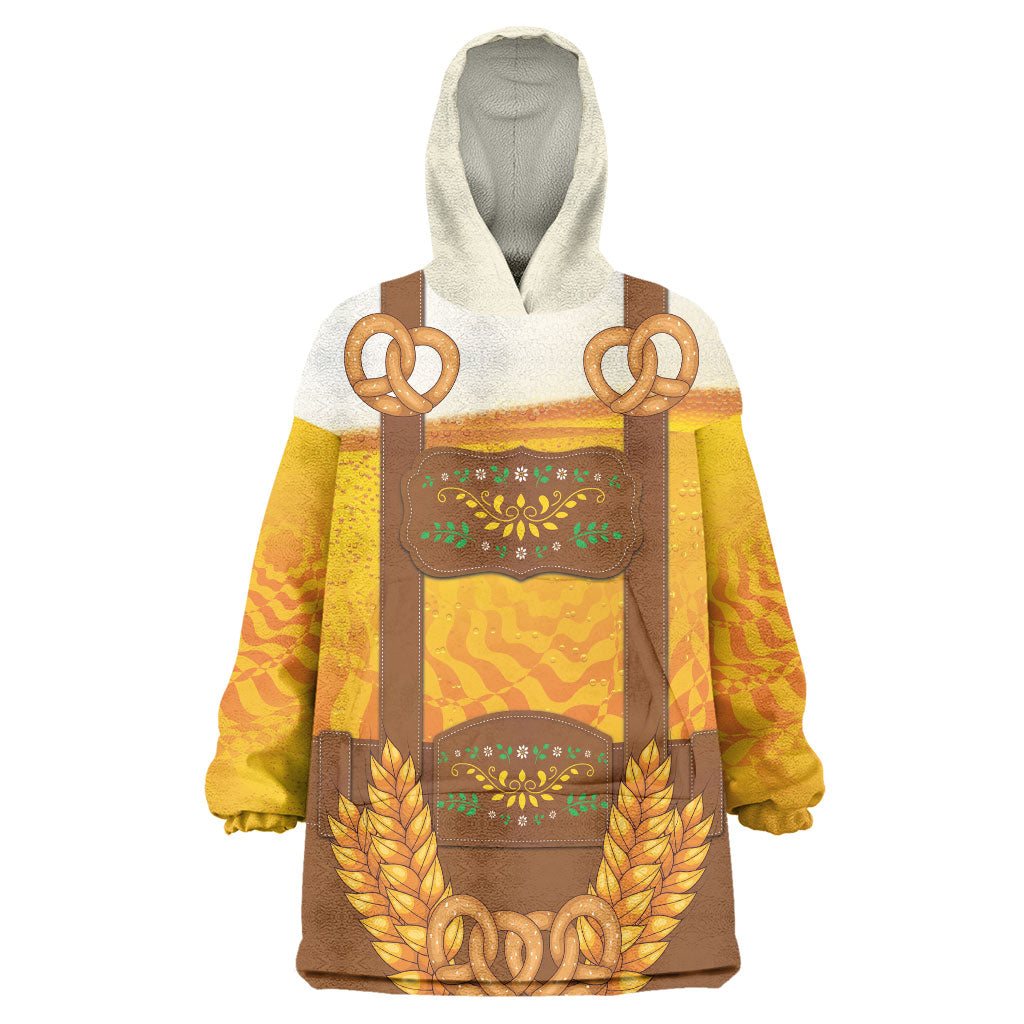 Oktoberfest Lederhosen Pretzel Wearable Blanket Hoodie Bavarian Pattern Foam Beer Style