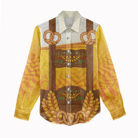 Oktoberfest Lederhosen Pretzel Women Casual Shirt Bavarian Pattern Foam Beer Style