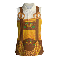 Oktoberfest Lederhosen Pretzel Women Sleeveless Polo Shirt Bavarian Pattern Foam Beer Style
