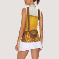 Oktoberfest Lederhosen Pretzel Women Sleeveless Polo Shirt Bavarian Pattern Foam Beer Style