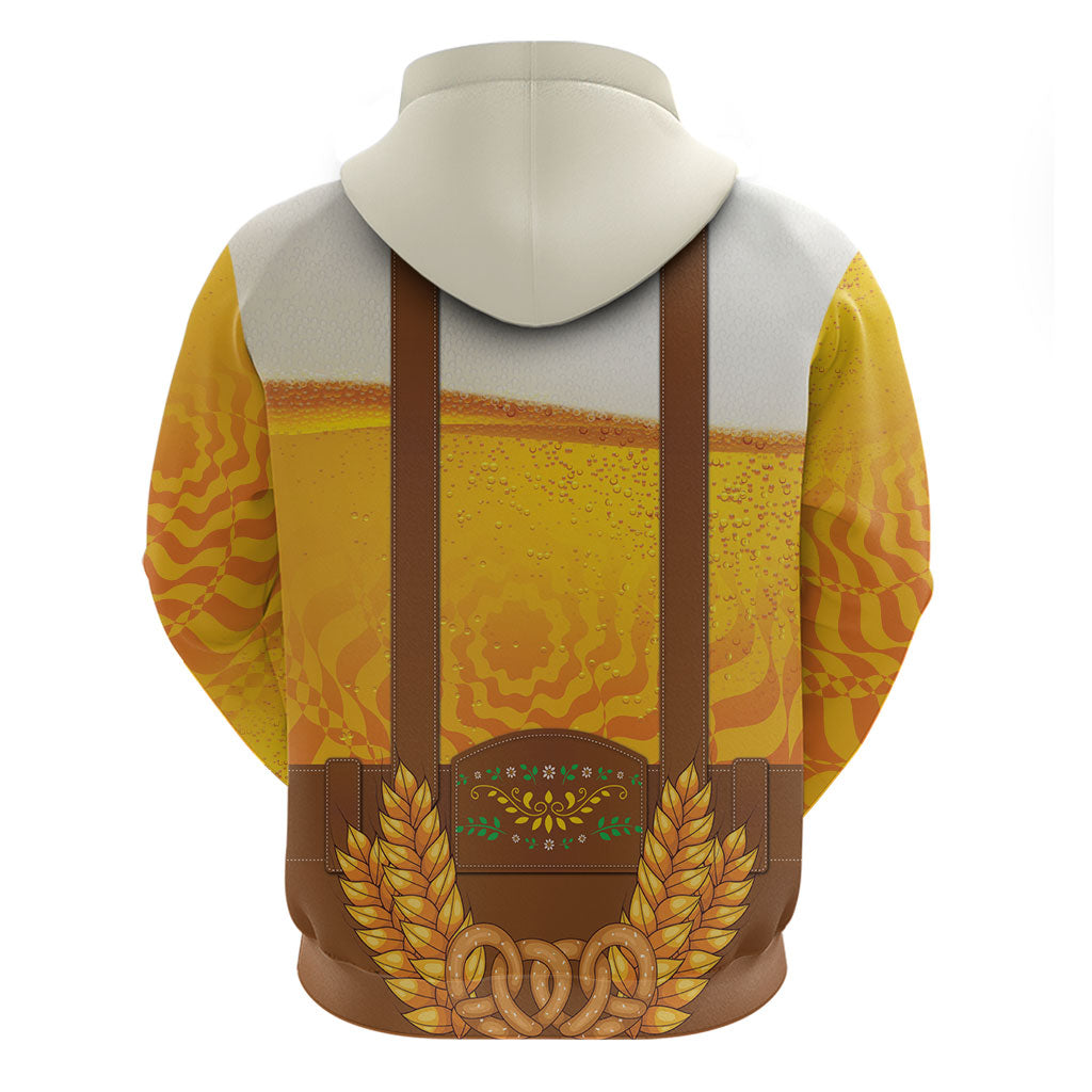 Oktoberfest Lederhosen Pretzel Zip Hoodie Bavarian Pattern Foam Beer Style