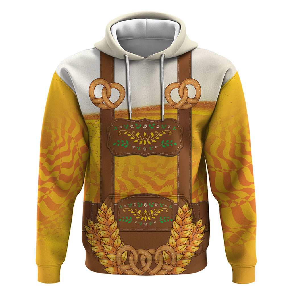 Oktoberfest Lederhosen Pretzel Zip Hoodie Bavarian Pattern Foam Beer Style