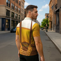 Oktoberfest Lederhosen Pretzel Zipper Polo Shirt Bavarian Pattern Foam Beer Style