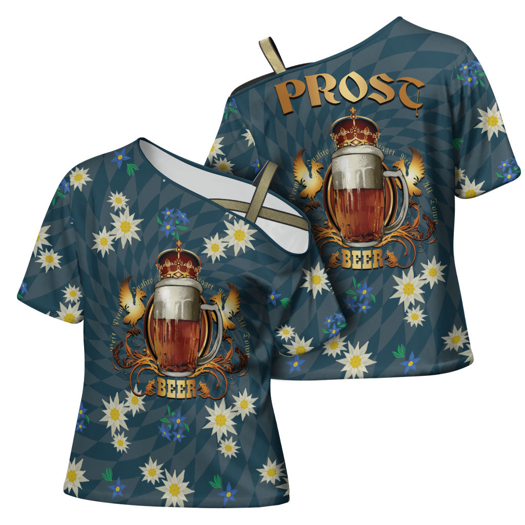 Oktoberfest Eagle Beer Prost Cross Shoulder Shirt Bavarian Polygon Pattern