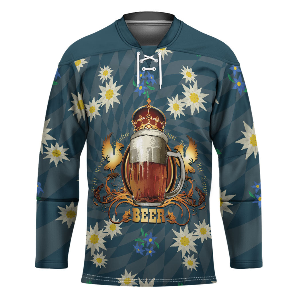Oktoberfest Eagle Beer Prost Hockey Jersey Bavarian Polygon Pattern