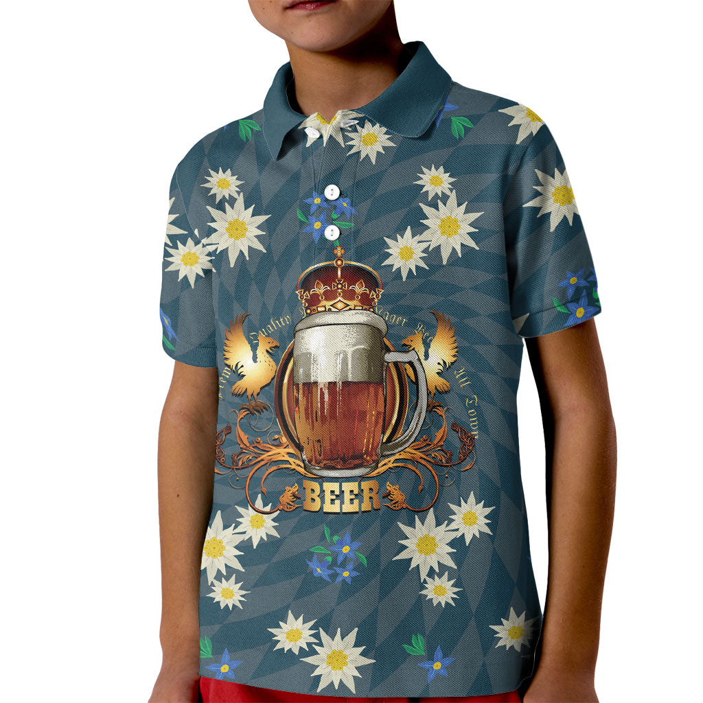 Oktoberfest Eagle Beer Prost Kid Polo Shirt Bavarian Polygon Pattern