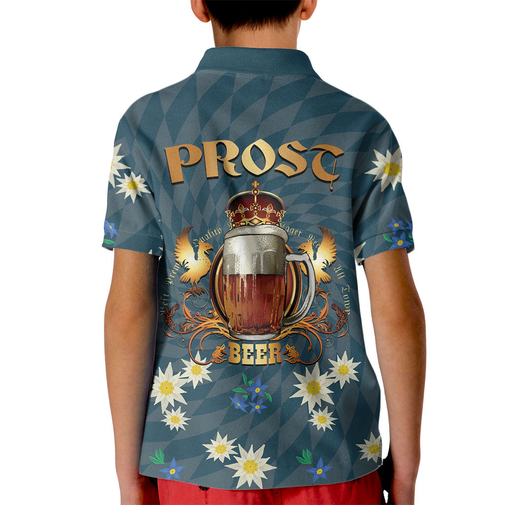 Oktoberfest Eagle Beer Prost Kid Polo Shirt Bavarian Polygon Pattern
