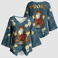 Oktoberfest Eagle Beer Prost Kimono Sleeve Blouse Bavarian Polygon Pattern