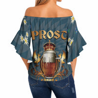 Oktoberfest Eagle Beer Prost Off Shoulder Wrap Waist Top Bavarian Polygon Pattern