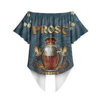 Oktoberfest Eagle Beer Prost Off Shoulder Wrap Waist Top Bavarian Polygon Pattern